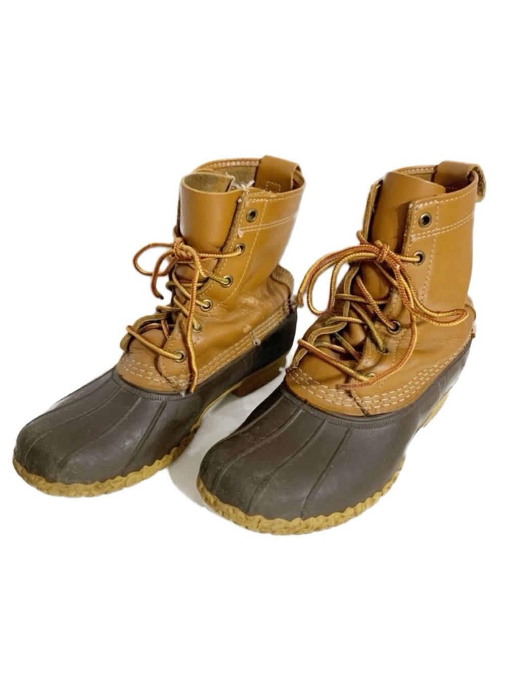 Vintage The Original L.L.Bean 6” Boots Size 6 Leather Lace Up Maine Made Chain